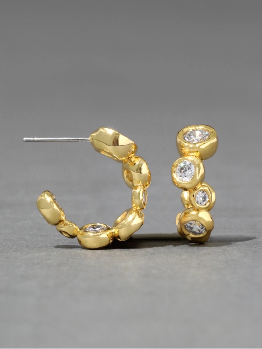 NEW ALEXIS BITTAR Asterales Gold Small Hoop Earring Clear MY16